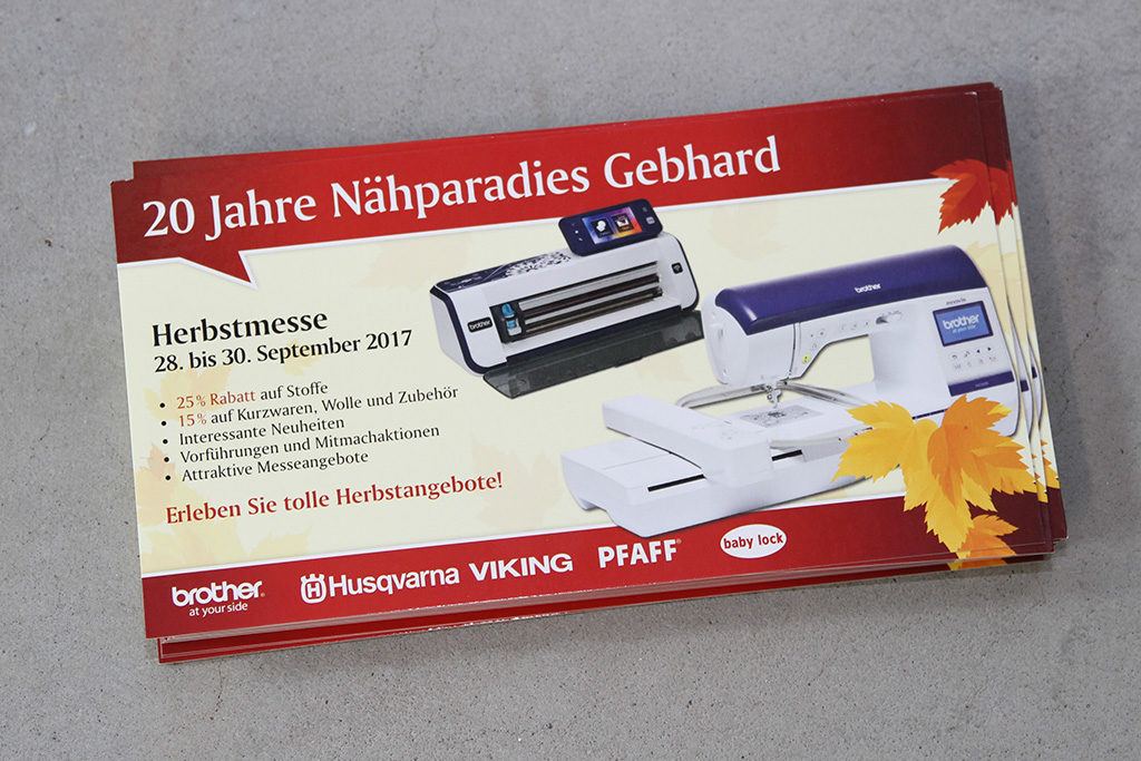 Einladungen drucken Herbstmesse | Nähparadies Gebhard