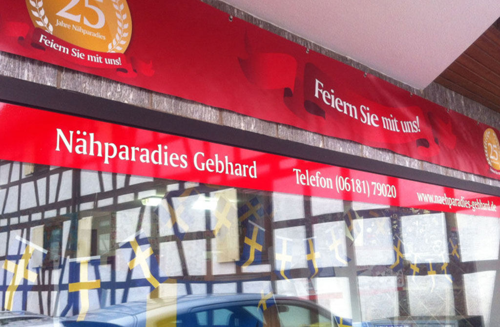 PVC Werbebanner für Nähparadies Gebhard