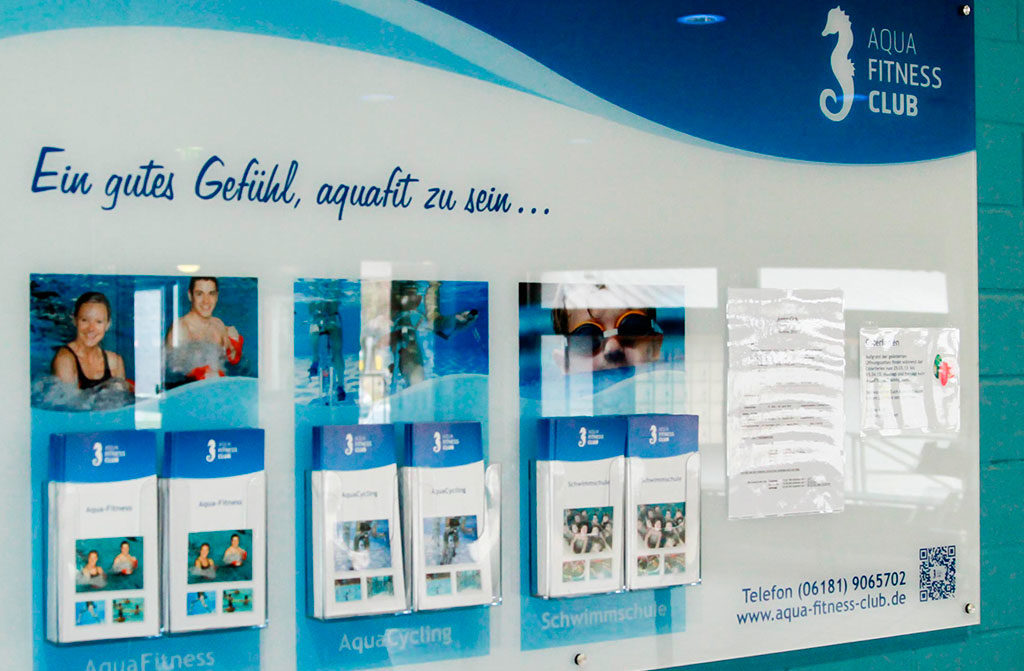 Acrylglasschild drucken für Hanauer Aqua Fitness Club